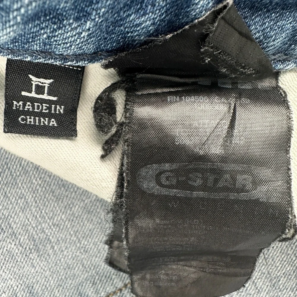 G-Star Raw Jeans Mens Blue GS BAW-01‎ Straight Leg Button Fly Distressed Denim
